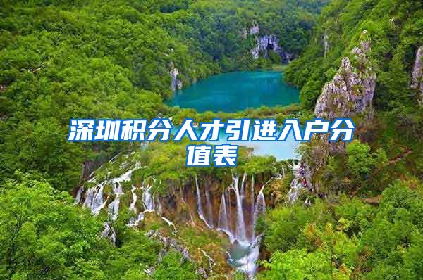 深圳积分人才引进入户分值表