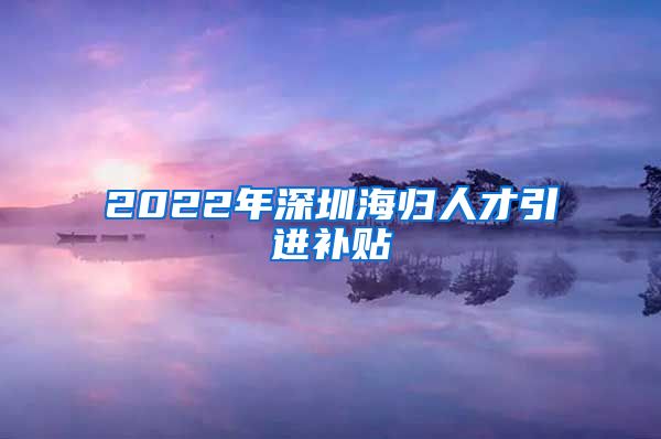2022年深圳海归人才引进补贴