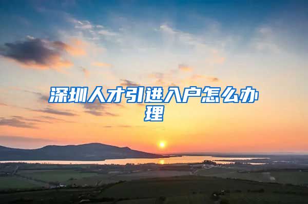 深圳人才引进入户怎么办理