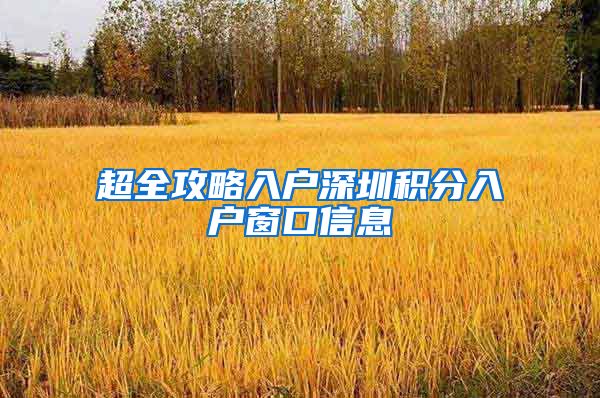 超全攻略入户深圳积分入户窗口信息