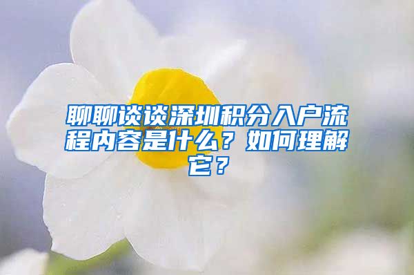 聊聊谈谈深圳积分入户流程内容是什么？如何理解它？