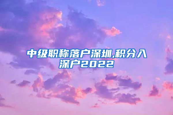 中级职称落户深圳,积分入深户2022