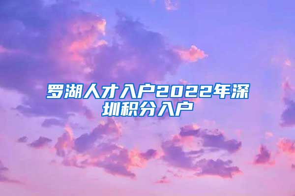 罗湖人才入户2022年深圳积分入户