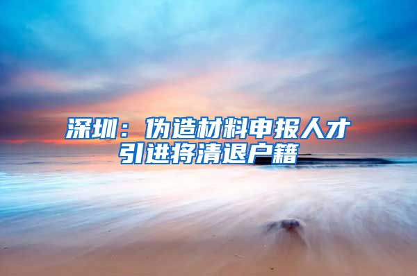 深圳：伪造材料申报人才引进将清退户籍