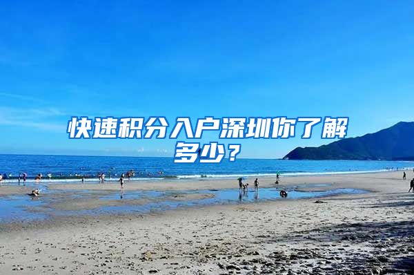 快速积分入户深圳你了解多少？