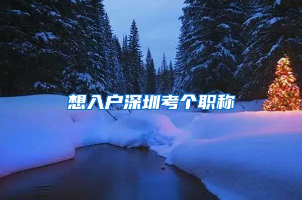 想入户深圳考个职称