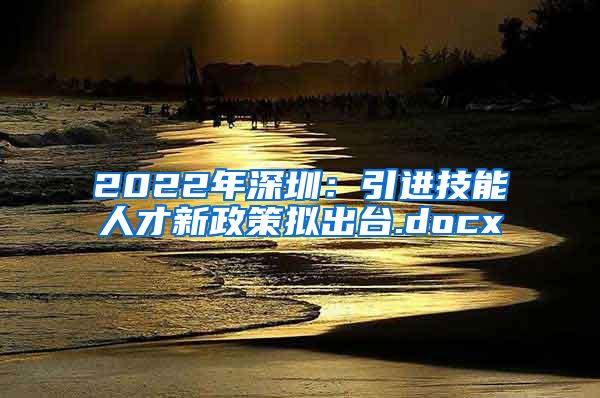 2022年深圳：引进技能人才新政策拟出台.docx