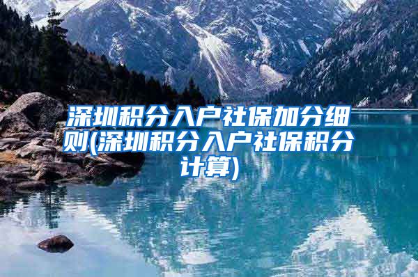 深圳积分入户社保加分细则(深圳积分入户社保积分计算)