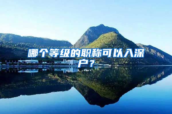 哪个等级的职称可以入深户？