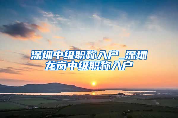 深圳中级职称入户_深圳龙岗中级职称入户