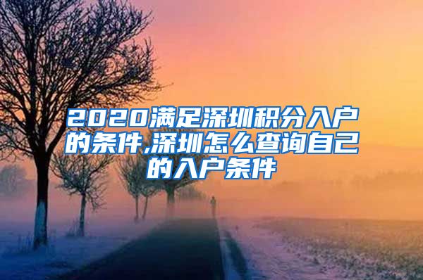 2020满足深圳积分入户的条件,深圳怎么查询自己的入户条件