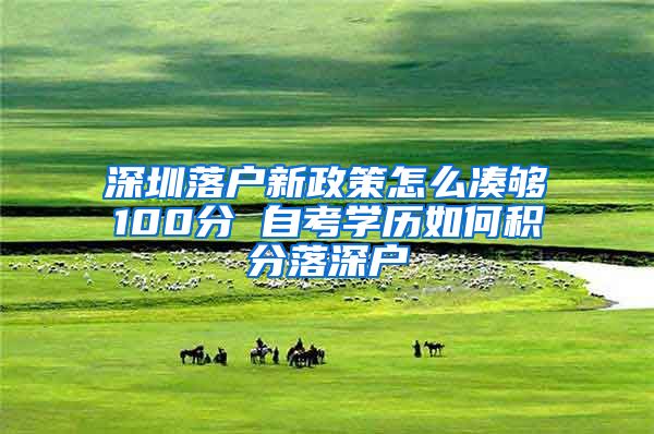 深圳落户新政策怎么凑够100分 自考学历如何积分落深户