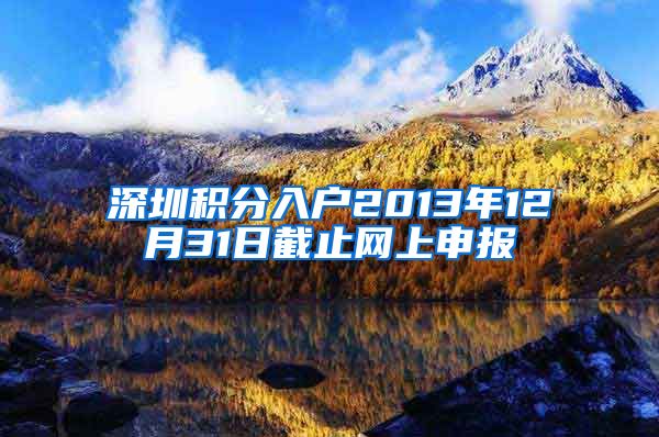 深圳积分入户2013年12月31日截止网上申报