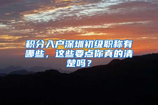 积分入户深圳初级职称有哪些，这些要点你真的清楚吗？