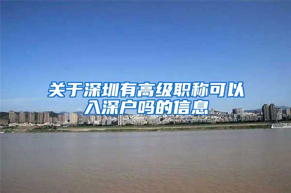 关于深圳有高级职称可以入深户吗的信息