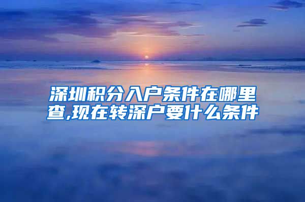 深圳积分入户条件在哪里查,现在转深户要什么条件