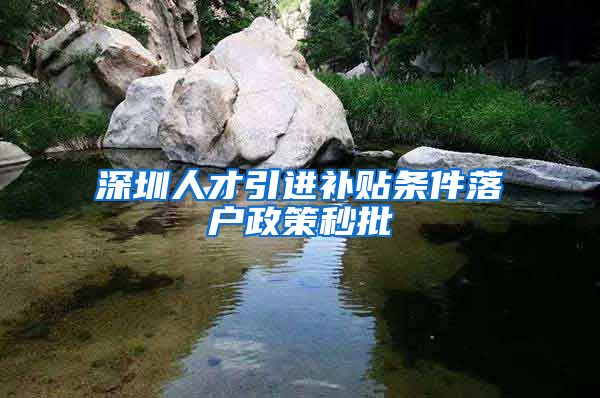 深圳人才引进补贴条件落户政策秒批