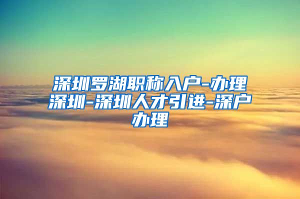 深圳罗湖职称入户-办理深圳-深圳人才引进-深户办理