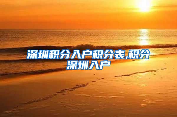 深圳积分入户积分表,积分深圳入户