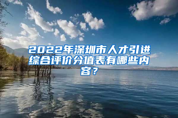 2022年深圳市人才引进综合评价分值表有哪些内容？