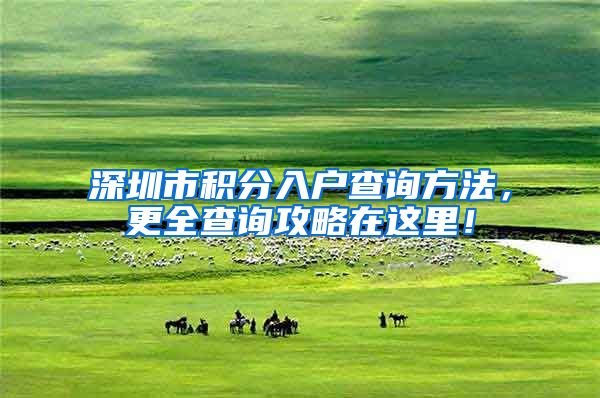 深圳市积分入户查询方法，更全查询攻略在这里！