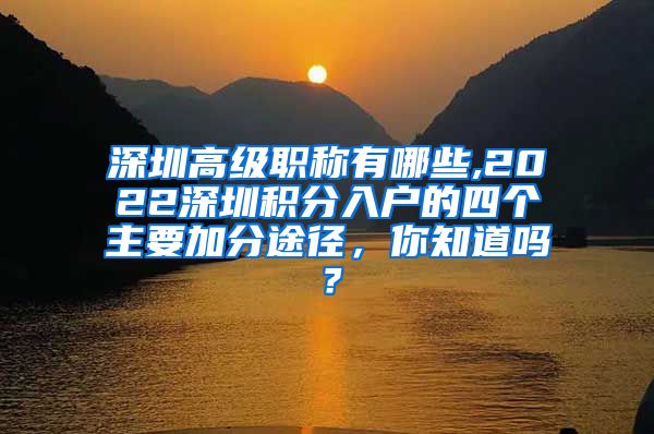 深圳高级职称有哪些,2022深圳积分入户的四个主要加分途径，你知道吗？
