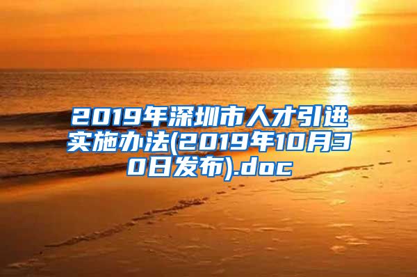 2019年深圳市人才引进实施办法(2019年10月30日发布).doc