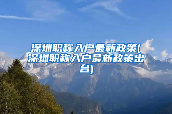 深圳职称入户最新政策(深圳职称入户最新政策出台)