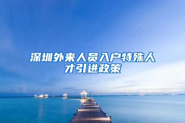深圳外来人员入户特殊人才引进政策