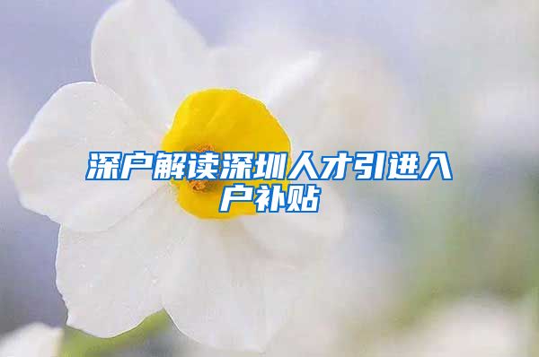 深户解读深圳人才引进入户补贴
