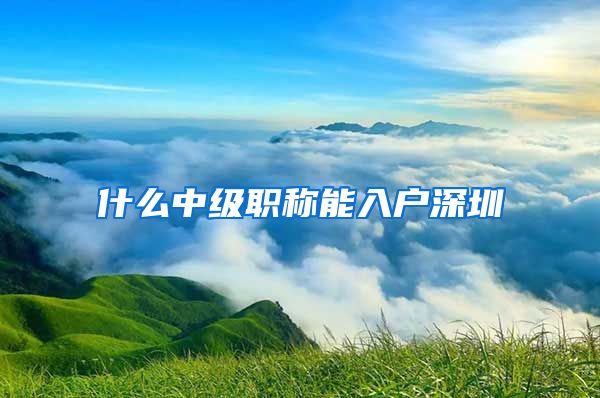 什么中级职称能入户深圳