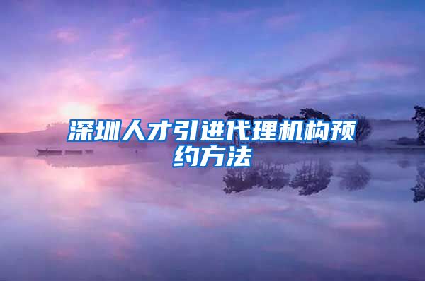 深圳人才引进代理机构预约方法