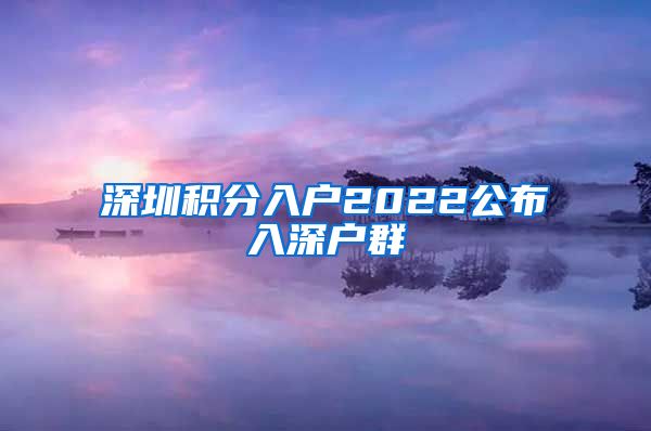 深圳积分入户2022公布入深户群