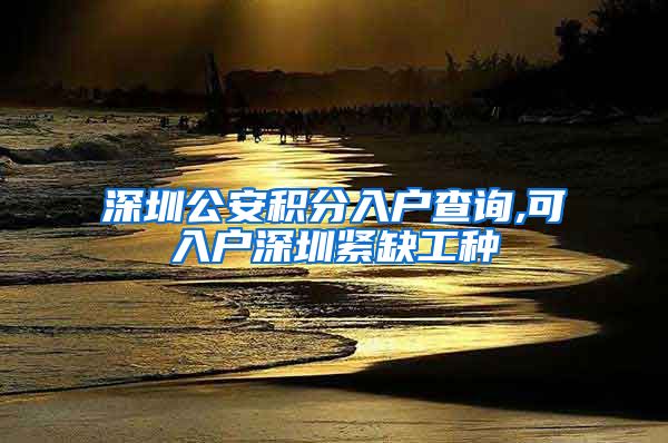 深圳公安积分入户查询,可入户深圳紧缺工种