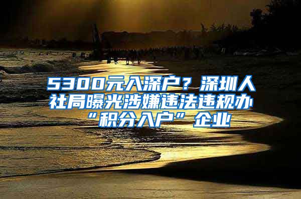 5300元入深户？深圳人社局曝光涉嫌违法违规办“积分入户”企业