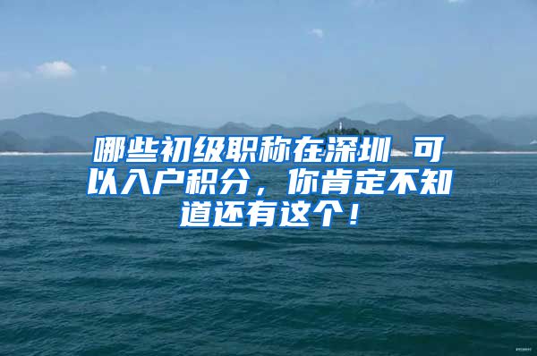 哪些初级职称在深圳 可以入户积分，你肯定不知道还有这个！