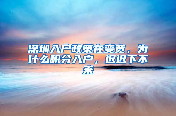 深圳入户政策在变宽，为什么积分入户，迟迟下不来