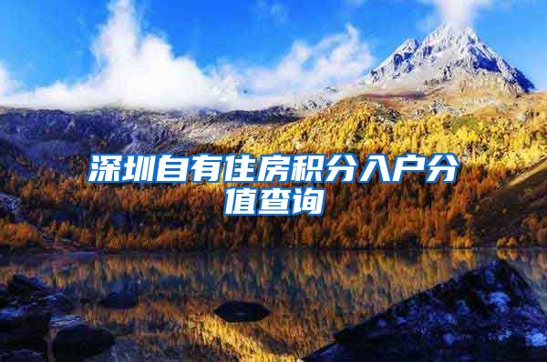深圳自有住房积分入户分值查询