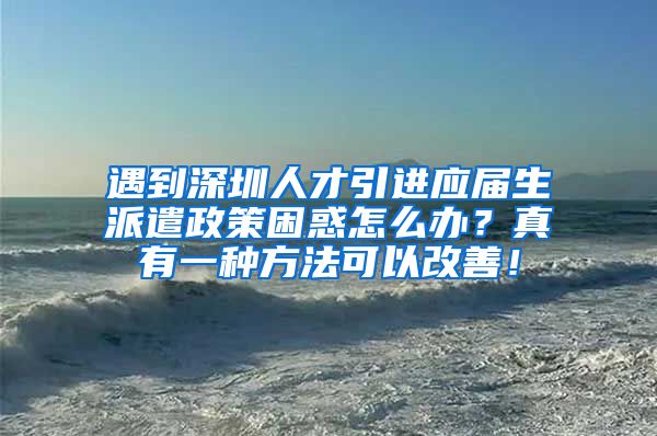 遇到深圳人才引进应届生派遣政策困惑怎么办？真有一种方法可以改善！
