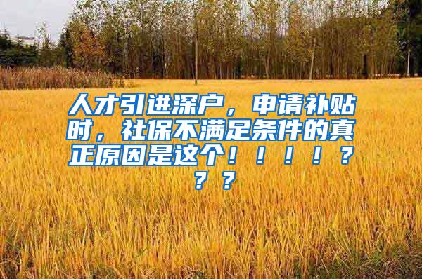 人才引进深户，申请补贴时，社保不满足条件的真正原因是这个！！！！？？？