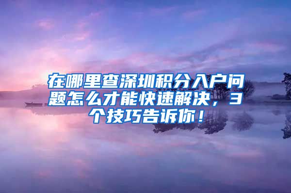 在哪里查深圳积分入户问题怎么才能快速解决，3个技巧告诉你！