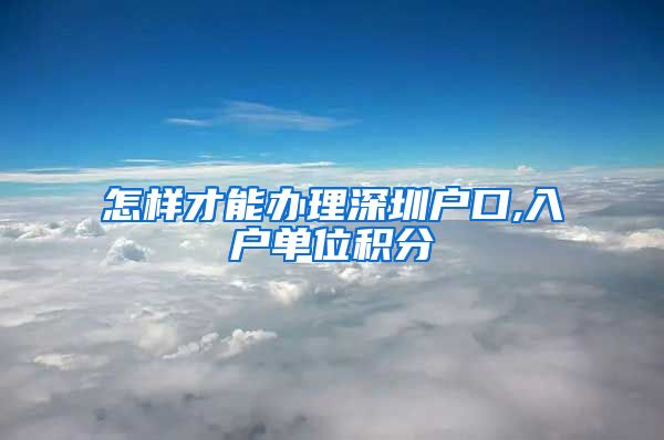 怎样才能办理深圳户口,入户单位积分