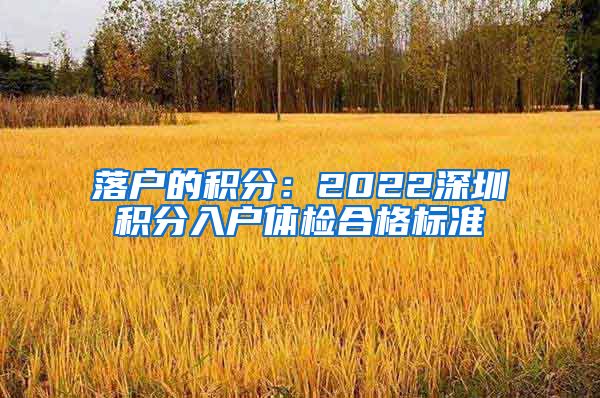 落户的积分：2022深圳积分入户体检合格标准