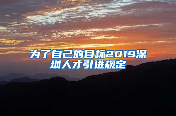 为了自己的目标2019深圳人才引进规定