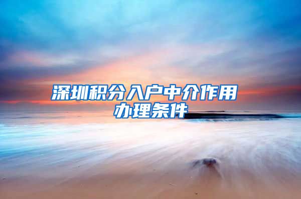 深圳积分入户中介作用 办理条件