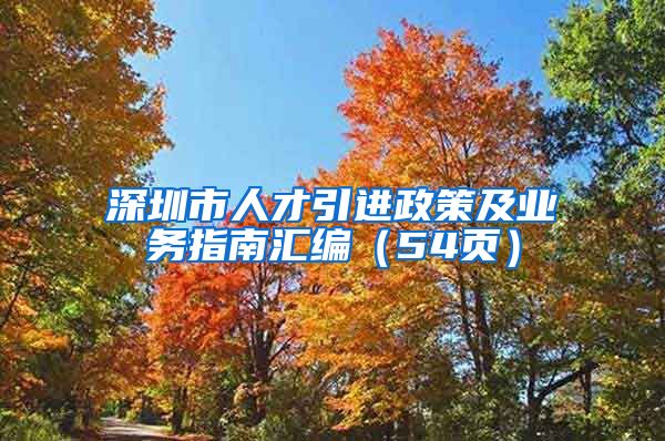 深圳市人才引进政策及业务指南汇编（54页）