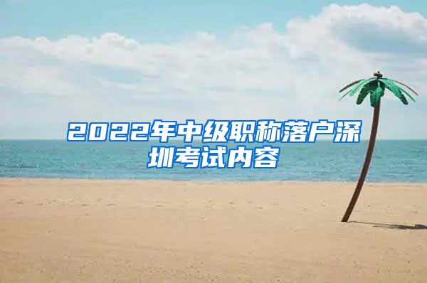 2022年中级职称落户深圳考试内容