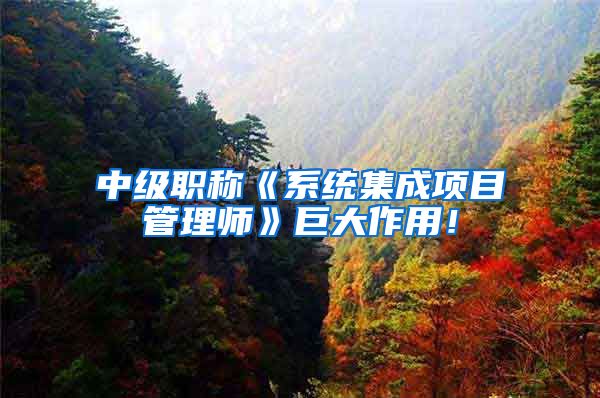 中级职称《系统集成项目管理师》巨大作用！