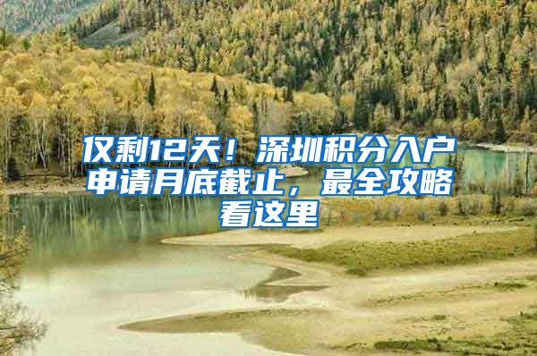 仅剩12天！深圳积分入户申请月底截止，最全攻略看这里