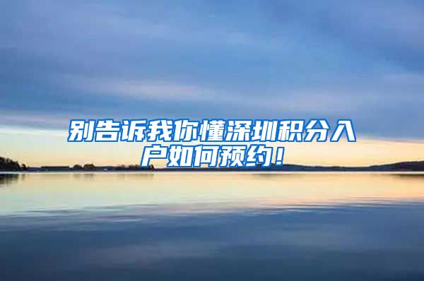 别告诉我你懂深圳积分入户如何预约！